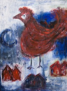 »Roter Hahn«, 2010, 100 x 140 cm, Acryl auf Leinwand